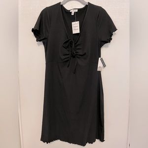NWT BP🖤 Nordstrom Black Ribbed Lettuce Edge shirt dress size L